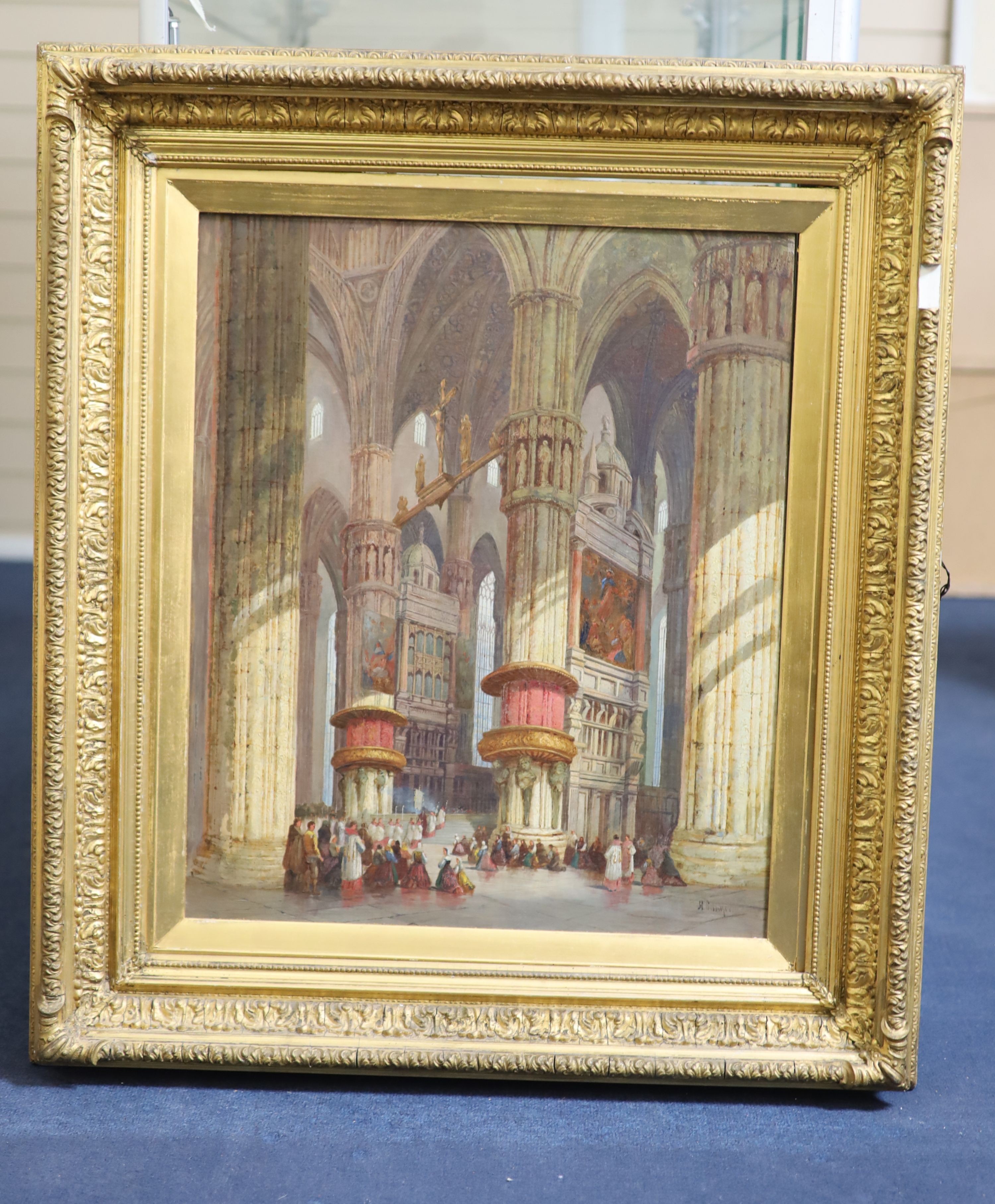 Henry Schafer (1833-1916), Milan Cathedral, Oil on canvas, 60 x 50cm.